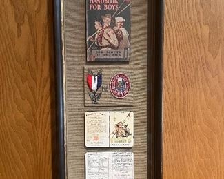 Beautifully framed Boy Scout memorabilia (2 available)