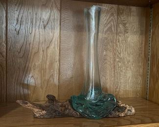 Molten Glass on root wood base