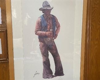 “Ain’t No City Beer” signed and numbered print by Gordon Snidow. These cowboy prints are a complete set of the Coors Collector’s Series by Gordon Snidow. They are stunning all together but will be sold individually. Professionally framed by decorator Rusty Freeman. 