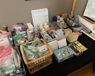 Painting supplies and papers