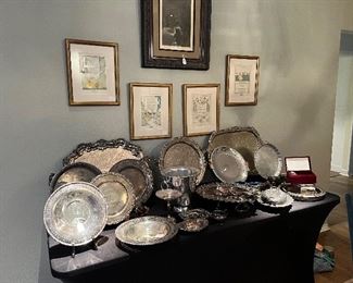 Variety of trays and serving pieces