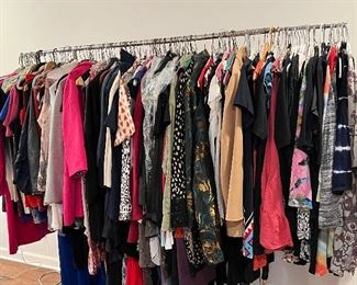 2 racks of designer womens clothes