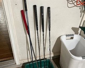 Calloway driver, Scotty Cameron putter, Ping Zing putter, Taylor Made putter, Odyssey putter