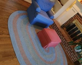 Braided rug, 83 wide x 108 long. Rug $ 150.