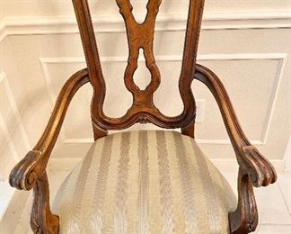 Oak carved dining chairs.
