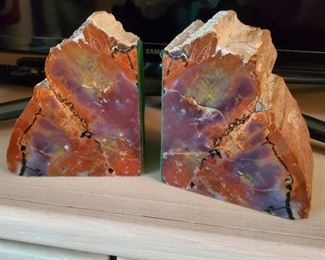 PETRIFIED WOOD BOOKENDS