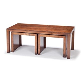Holland MacRae Ragan Nesting Cocktail Table
Dark Walnut.
55.75w x 26d x 20h overall
24w x 20d x 17h (each cube)
#339