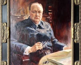 Replica Portrait of Winston Churchill Oil on Canvas
29-3/4" x 22-3/4"