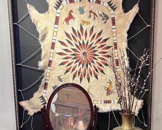 Native American
Hand-painted Animal Hide 
Signed by Artist