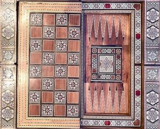 Mosaic Inlay Wood Game Table
Backgammon & Chess Inserts