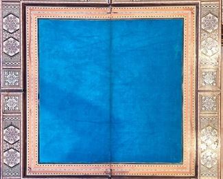 Mosaic Inlay Wood Game Table
with Velvet Card Game Surface