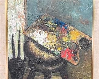 Papiez 1957
Oil on Canvas 
"La Pallet"
9" x 12-1/2"