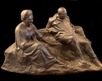 1a Bronze Statue after Oscar Nemon Married Love, Sir Winston  Lady Churchill