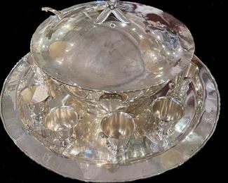 Sanborn Sterling Punchbowl with Cups and Ladle