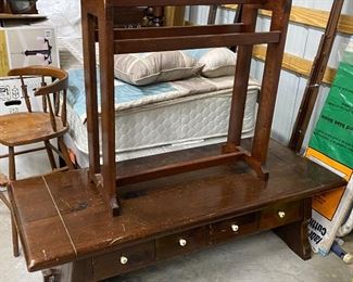 Ethan Allen Coffee Table; Quilt Rack