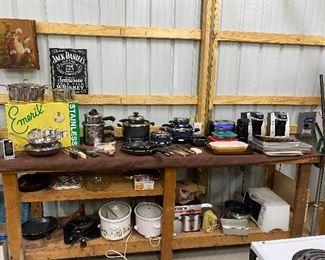 Emeril Stainless Cookware; T-Fal Cookware; Crock Pots; Keurigs; Bakeware; Toaster Oven; Knives; Corningware