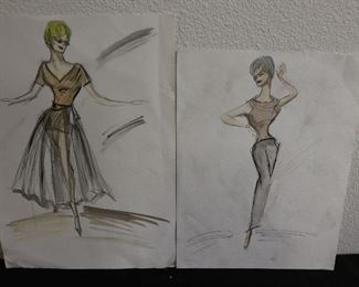 Fashion sketches, unsigned
