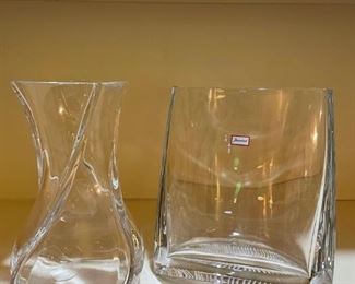 Baccarat "Serpentine Vase" and Baccarat Leaning Vase