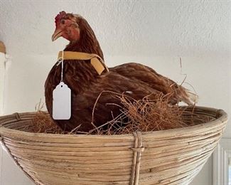 Taxidermy Chicken with Basket