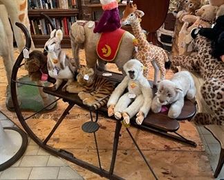 Steiff Animals with Elephant Pull Toy