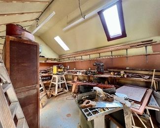 Woodworking shop.. lots of tools and wood.
