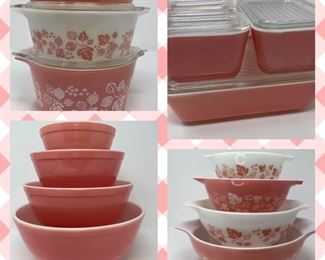Beautiful 1940's Pyrex pink pieces including gooseberry!