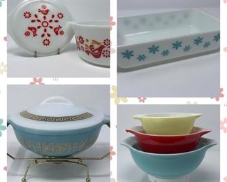 Pyrex Friendship collection pieces and more.