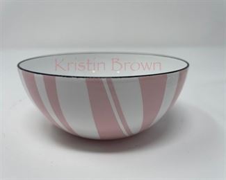 Cathrineholm pink stripe limited edition 4" enamelware bowl