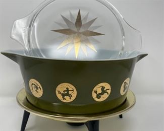 Pyrex Zodiac Dish with Cradle and Lid