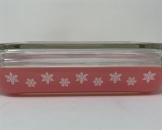 Pyrex JAJ Pink Snowflake Space Saver