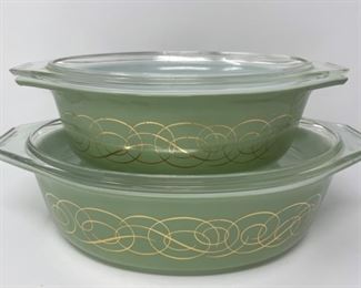 Pyrex Sage Scroll Baking Set