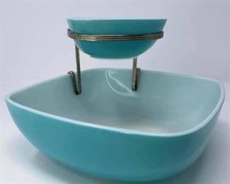 1940's promotional chip and dip from Pyrex in turquoise. Many, many promotional pieces will be available.