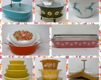 Fire King Gazelle Bowl, Pyrex Butterfly Gold II casserole dishes, and Gemco BFG Condiment Server and more!!
