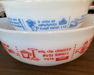 VERY hard to find Glasbake "homemaker" or "measurements" set. Smallest bowl not pictured, but will be available!