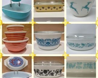So much beautiful vintage Kitchenalia--check out the yellow snowflake space saver, the butter print butter dish, black tulips, meadow, horizon blue and more!!