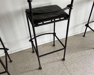 3 Iron Stools - Giacometti Style Iron Ladder back 