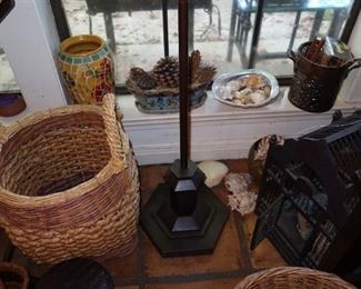 Stain Glass Floor Lamp - Large Vintage Baskets Hand Woven