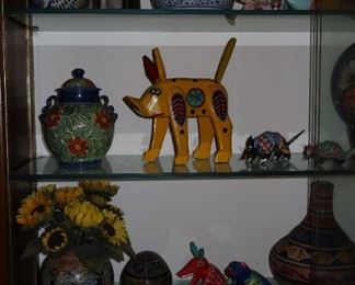 Wooden Hand Carved and Hand Painted Animal Decor - Sta Rosa Pottery Jar from Mexico