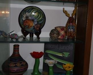 Set of 3 Floral Candlesticks - Mexico Antique Pottery