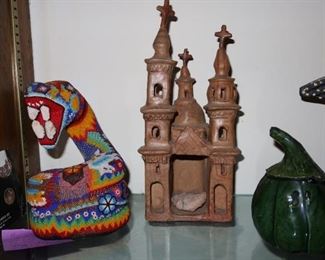 Spanish House of Pottery - Pottery Bell Pepper - Huichol Indian Art Made of Beeswax
