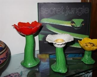 Set of 3 Floral Candlesticks