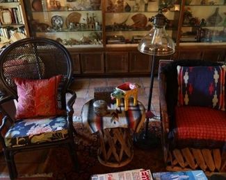 Bamboo Arm Chair - Pig Skin Leather Chair and side Table from Mexico -