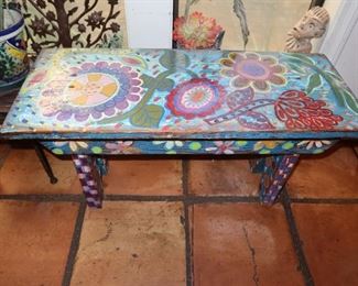 Vintage Handmade Stool - Folk Art