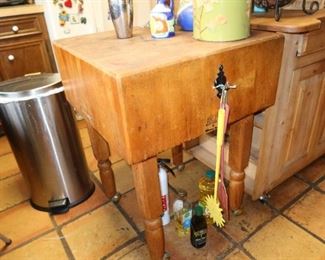 Vintage Kitchen Butcher Block on Wheels