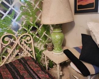 Vintage Lamp - Wicker Table