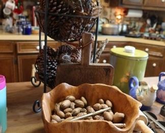 Wooden Bowl full of Pecans