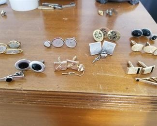 vintage men's tie bars, cuff links and tie tacks