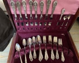 Wallace sterling flatware “RosePoint” service for 8. 51 pcs