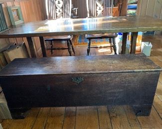 Antique linen bench - perfect for vintage records