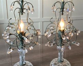 Pair of Candle Opera Lamps / Glass base